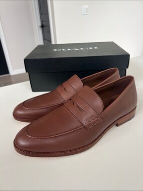Coach declan brown saddle leather loafers men’s 8.5